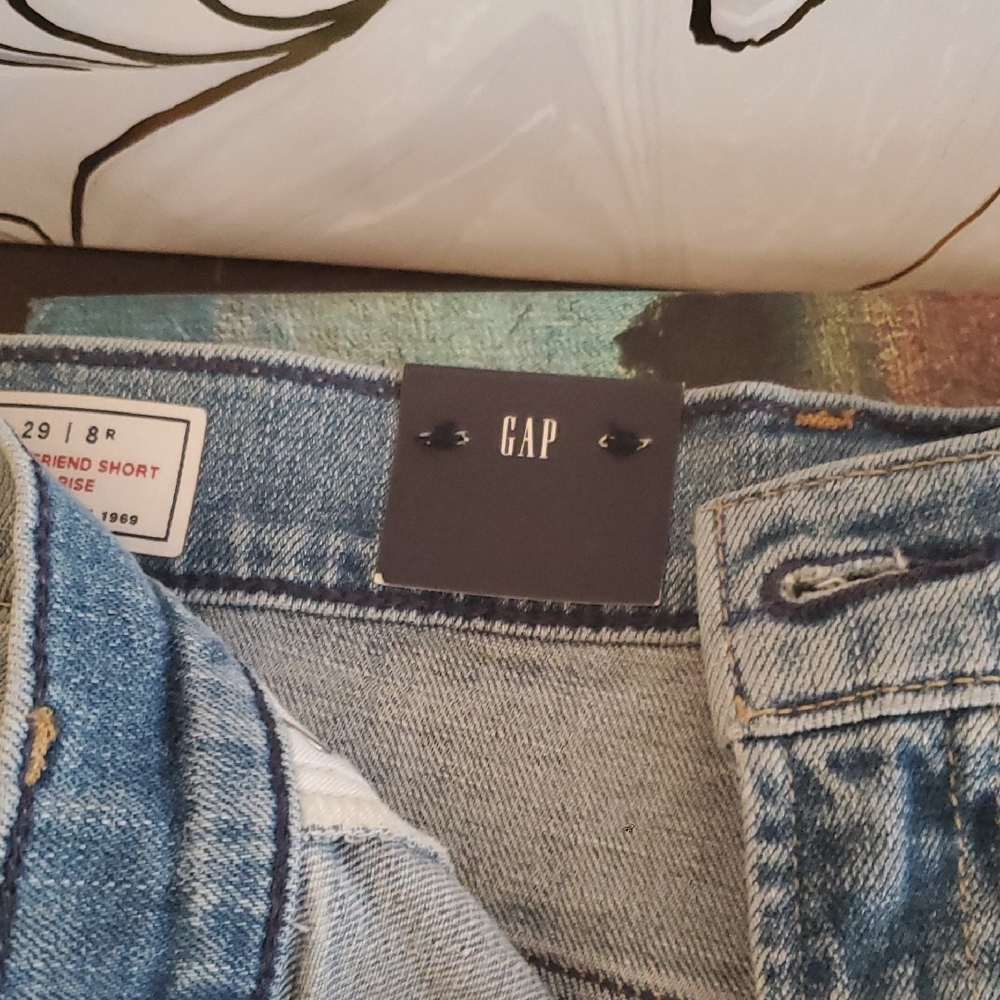 GAP Blue Jean Shorts with Frayed Hem and Distressed Style - Picture 3 of 5